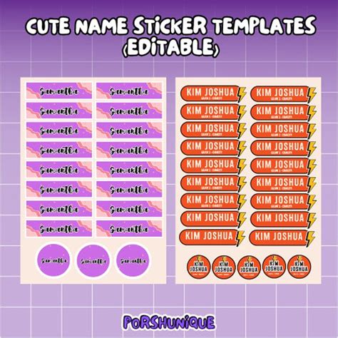 editable cute  sticker templates adorable designs  kids