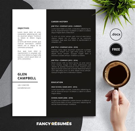 Blacke - Black and White Minimalistic Resume Template – Fancy Resumes