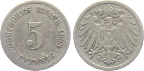 Kaiserreich 1898 J 5 Pfennig großer Adler ss MA Shops