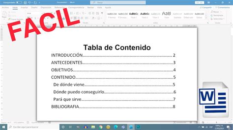 Como Hacer Una Tabla De Contenido En Word