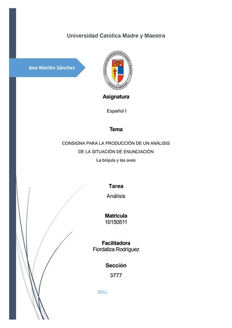 SOLUTION Consigna Para La Producci N De Un An Lisis Studypool