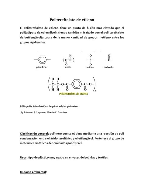 O Politereftalato De Etileno - Quimica. Politereftalato de Etileno | PDF