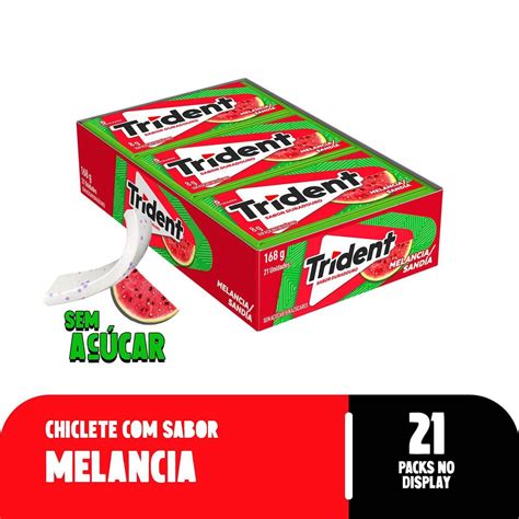 Chiclete Trident Melancia Sem Açúcar Caixa Com 21 Unid De