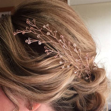 Rose Gold Hair Vine Bridal Hair Vine Rose Gold Wedding Etsy Uk