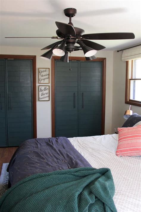 Modern Industrial Bedroom Lighting - Bright Green Door