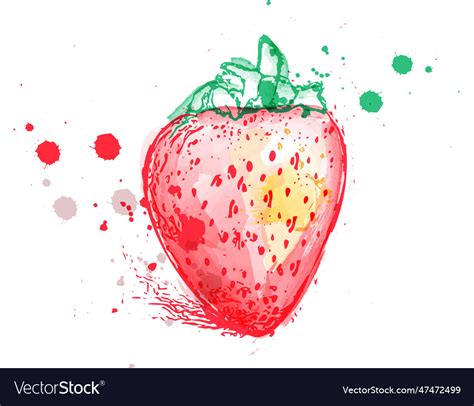 Strawberry watercolor colorful splash Royalty Free Vector