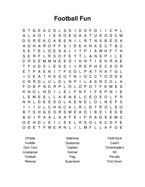 Football Fun Word Search