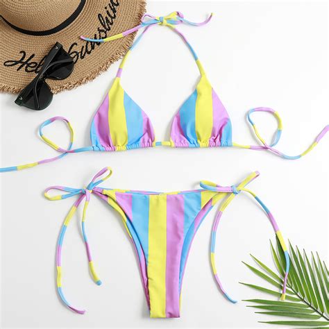 Women S Color Matching Bikini Split Swimsuit Double Sided Swimsuit On Luulla