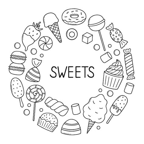 Premium Vector Sweets And Candies Doodle Set Desserts In Sketch Style