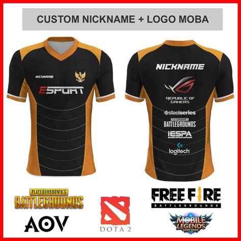 Jual Baju Kaos Jersey Gaming Custom Pubg Freefire Ml Dota Aov