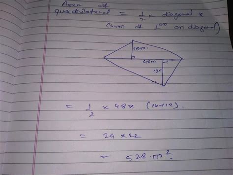 Fig 11 14 3 The Diagonal Of A Quadrilateral Shaped Field Is 48 M Long