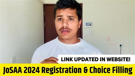 Registration Choice Filling Link Updated In Josaa Josaa