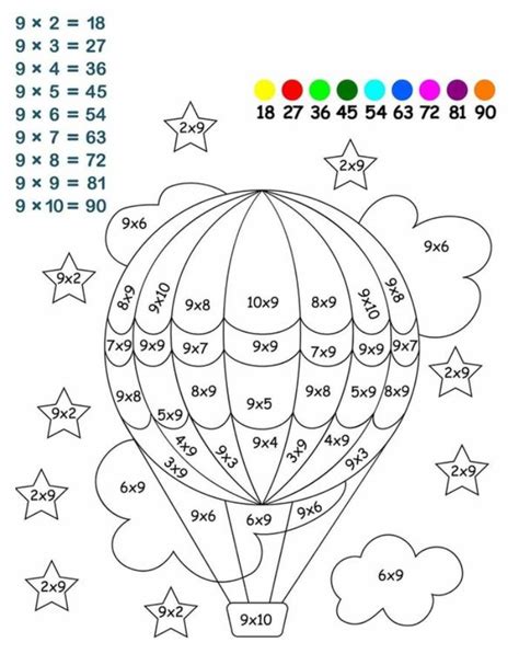 Color By Number Multiplication Pdf Free Coloring Page