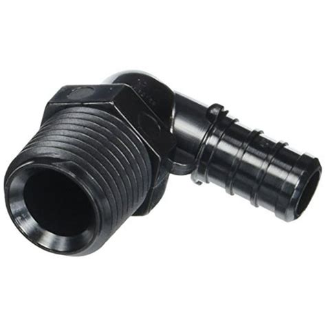 1 2 In Plastic Pex Barb X Male Pipe Thread Adapter 90 Degree Elbow