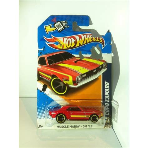 Hot Wheels 2012 Muscle Mania GM Series 2 68 Copo Camaro Red Dark Gray Interior Yellow Rim