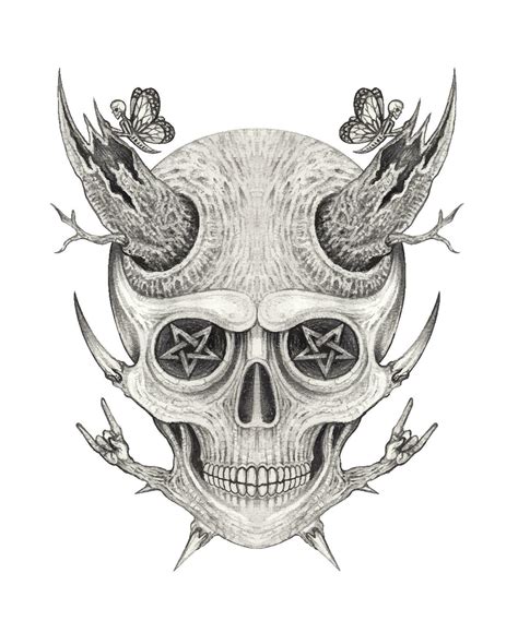 Demon skull surrealist design by hand pencil drawing. 35665563 Vector ...