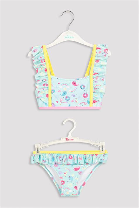 Kız Çocuk Blue Unicorn Halter Bikini Takımı PLU67DQU22IY MIX Çok Renkli Penti