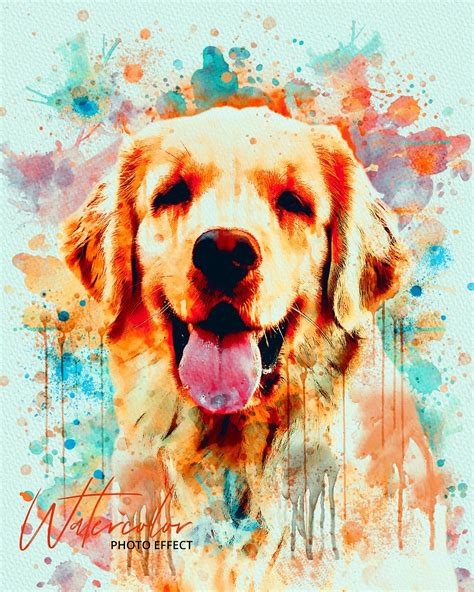 Dog Watercolor Painting Photo Effect 3 - Design Cuts