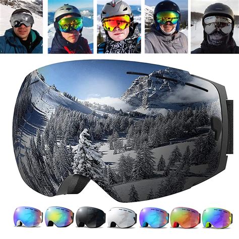 Ski Goggles Snowboard Glasses Set Winter Outdoor Sport Snow Sunglasses Uv400 Layers Lens Anti