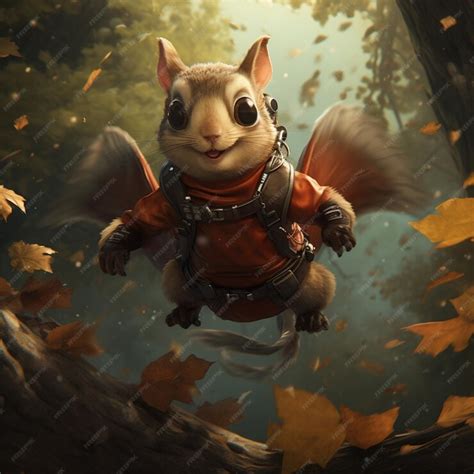 Premium Ai Image Flying Squirrel With Wings Flying Beautiful Image Ai