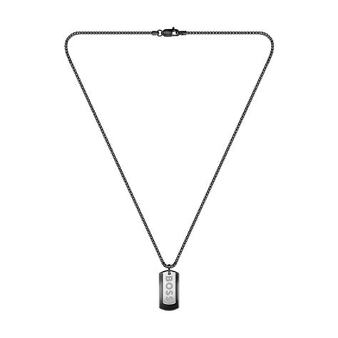 Collier Homme Boss Bijoux Devon 1580577 Acier Noir Sur Bijourama