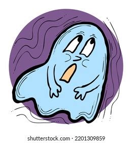 Scary Cute Halloween Ghost Funny Face Stock Illustration 2201309859 ...