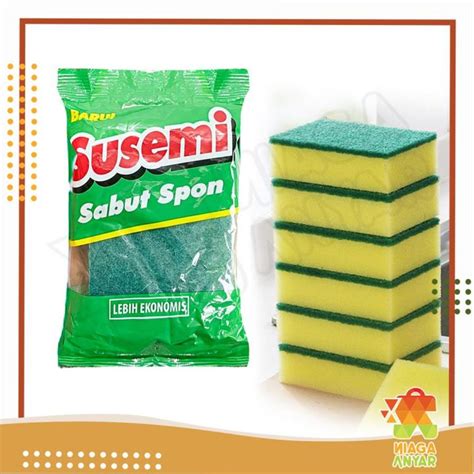 SUSEMI Sabut Spon Spons Busa Cuci Piring Sponge Hijau Kuning Wajan