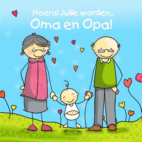 Leuke Kleurrijke Vrolijke Felicitatiekaart Voor Aanstaande Opa Oma