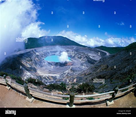 EDGE OVERLOOK POAS VOLCANO CRATER VOLCAN POAS NATIONAL PARK COSTA RICA Stock Photo - Alamy