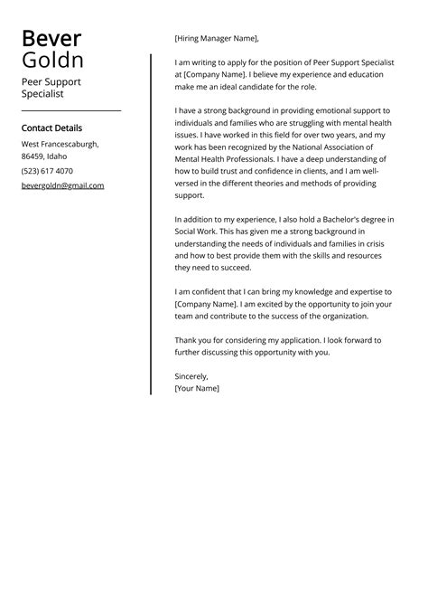 Peer Support Specialist Cover Letter Examples Template And 20 Tips