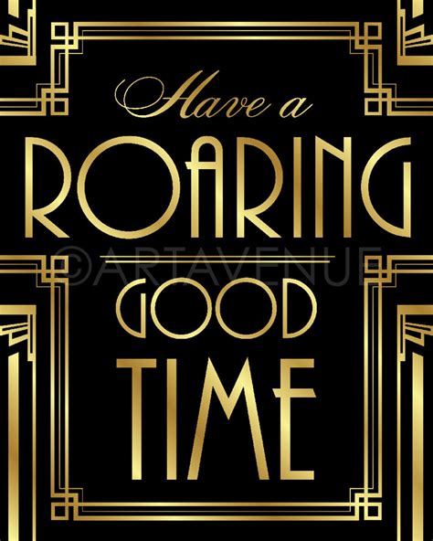 Gatsby Decor Sign Roaring Good Time Quote Printable Gatsby Etsy