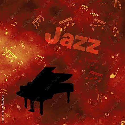 piano instrument and background of music notes for Jazz music concept Stock Illustration | Adobe ...