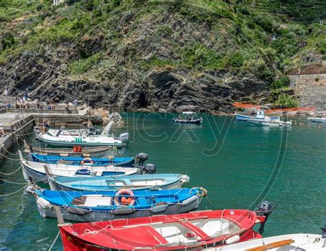 Image Of Vernazza Cinque Terre Italy June Boats Docked