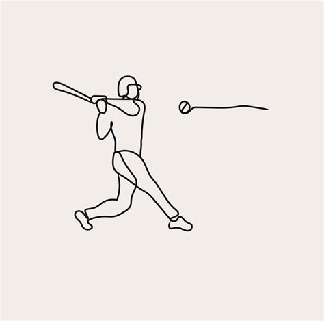 Minimalist Baseball Player Line art, Sport Athlete Player, Outline Drawing 21864932 Vector Art ...