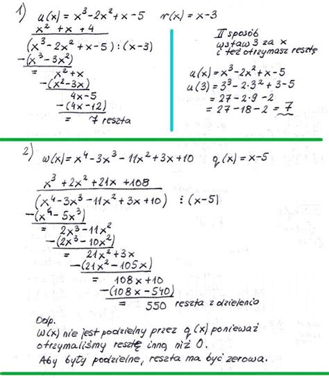 Reszta Z Dzielenia Wielomianu U X X 3 2x 2 X 5 Przez Dwumian R X