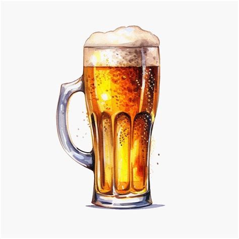 Un Dibujo De Acuarela De Un Vaso Lleno De Cerveza Foto Premium