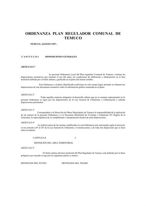 PDF ORDENANZA PLAN REGULADOR COMUNAL DE TRAMO E F Línea recta