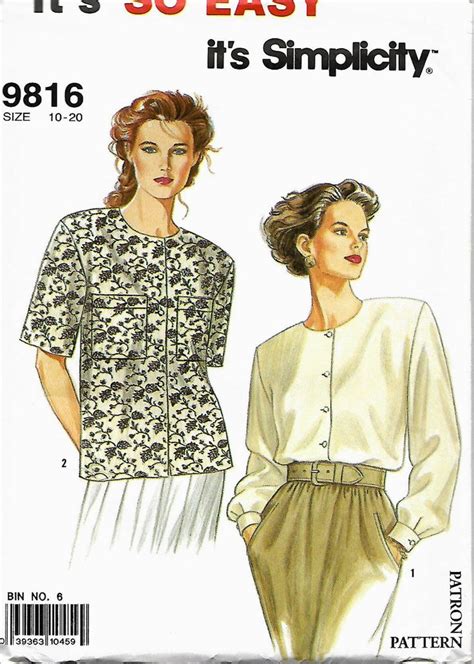 Simplicity 9816 Easymisses Blouse Pattern Size 10 20 Uncut Etsy Blouse Pattern Sewing