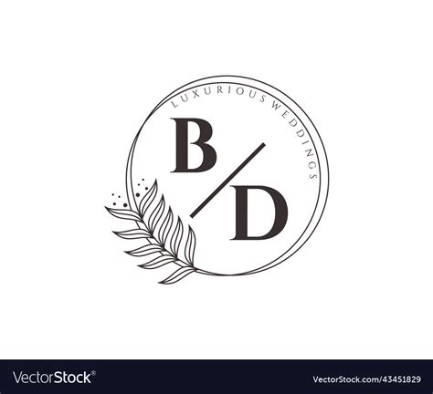 Bd Initials Letter Wedding Monogram Logos Vector Image