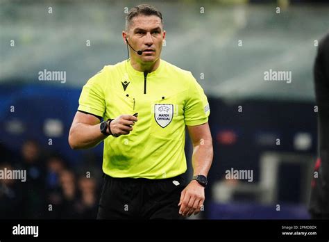 Istvan Kovacs Referee During The Uefa Champions League Quarter