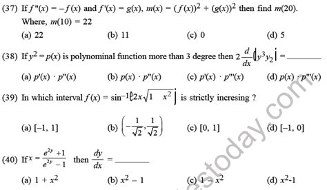 Jee Mathematics Application Of Derivatives Mcqs Set D Multiple Choice