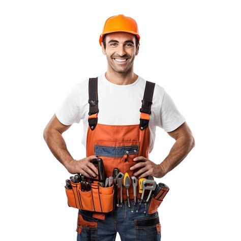 Premium Ai Image Free Photo Portrait Of Smiling Handyman With Tools