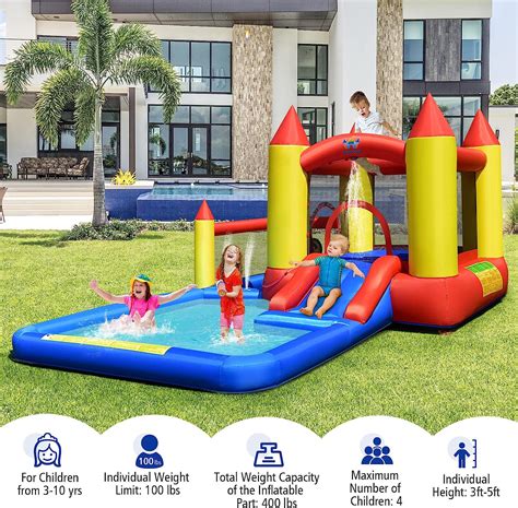 BOUNTECH Casa inflable de rebote de agua parque de tobogán acuático