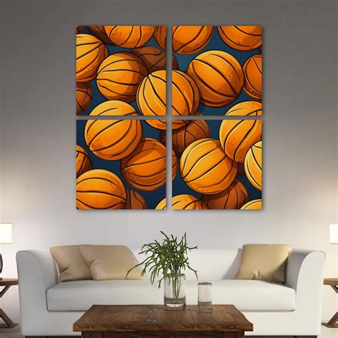 OWNTA Basketball Pattern 4PC Canvas Wall Art Paintings For Living Room