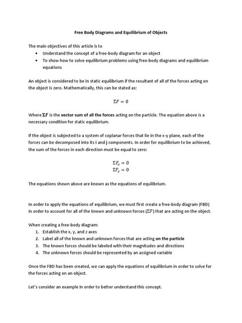 Free Body Diagrams and Equilibrium of Objects | PDF | Force | Euclidean ...