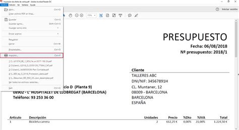 Cómo imprimir documentos presupuestos pedidos albaranes y facturas