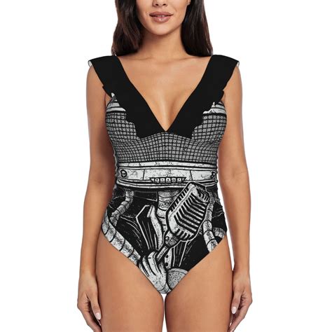 Swimwear 2024 Robot Rock New Sexy Mesh Patchwork One Piece Swimsuit