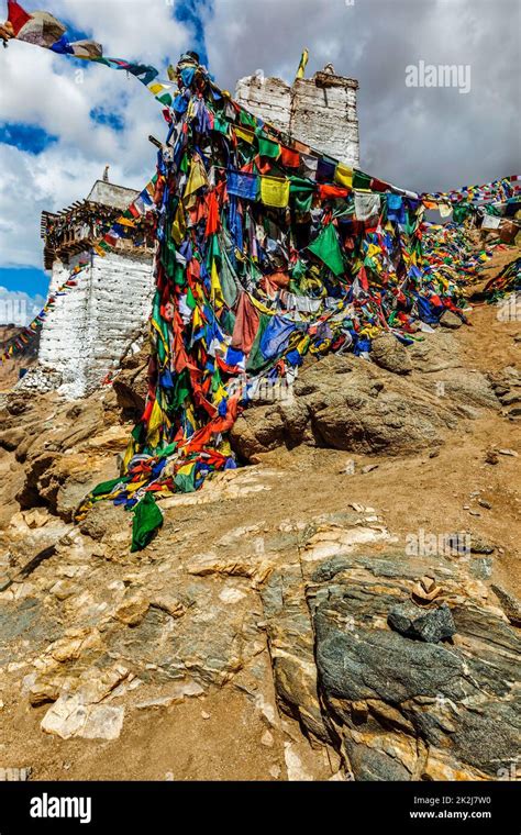 Ruins Of Tsemo Victory Fort On The Cliff Of Namgyal Hill And Lungta