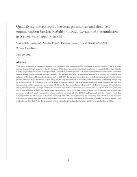 Pdf Quantifying Heterotrophic Bacteria Parameters And Dissolved