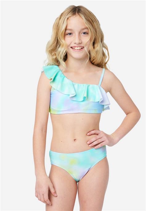 Tie Dye Ruffle Asymmetrical Girls Bikini Swim Set Shop Justice